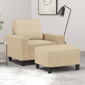 Sessel mit Hocker in Creme Stoff 60 cm von , Sofas - Ref: Foro24-3201145, Preis: 228,10 €, Rabatt: %