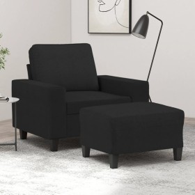 Sessel mit Hocker, schwarzer Stoff, 60 cm. von , Sofas - Ref: Foro24-3201147, Preis: 237,37 €, Rabatt: %