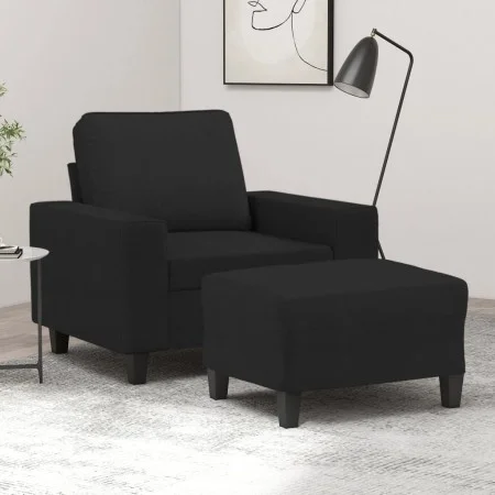 Sessel mit Hocker, schwarzer Stoff, 60 cm. von , Sofas - Ref: Foro24-3201147, Preis: 233,32 €, Rabatt: %