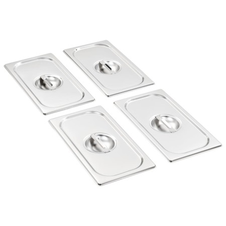Stainless steel Gastronorm 1/3 tray covers, set of 4 units. by , Bucket lids for steam tables - Ref: Foro24-50898, Price: 24,...
