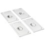 Stainless steel Gastronorm 1/3 tray covers, set of 4 units. by , Bucket lids for steam tables - Ref: Foro24-50898, Price: 24,...