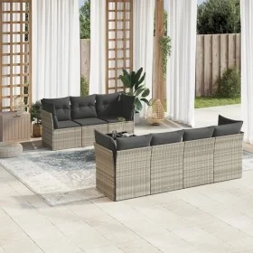 Garden sofa set 8 pieces and gray synthetic rattan cushions by , Garden sets - Ref: Foro24-3249121, Price: 580,67 €, Discount: %