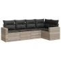 Garden sofa set and cushions 5 pieces light gray synthetic rattan by , Modular outdoor sofas - Ref: Foro24-3251269, Price: 36...
