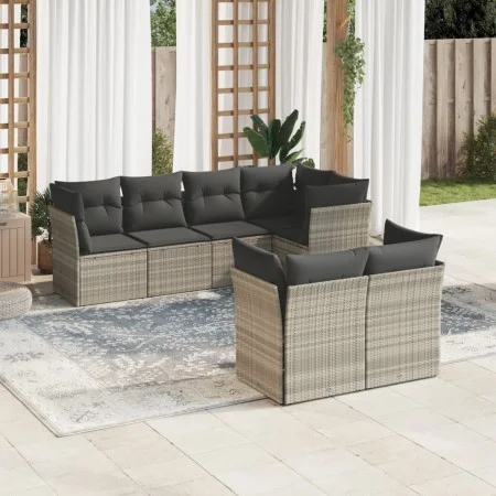 Garden sofa set 7 pieces with light gray PE rattan cushions by , Garden sets - Ref: Foro24-3249741, Price: 534,93 €, Discount: %
