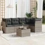 Garden sofa set 6 pieces and gray synthetic rattan cushions by , Garden sets - Ref: Foro24-3249451, Price: 424,20 €, Discount: %