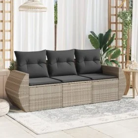 3-piece garden sofa set with gray synthetic rattan cushions by , Garden sets - Ref: Foro24-3221061, Price: 238,88 €, Discount: %