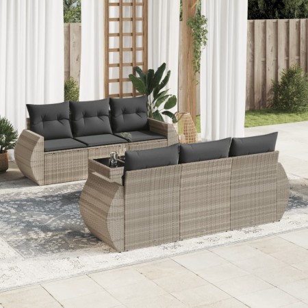 Garden sofa set 7 pieces with light gray PE rattan cushions by , Garden sets - Ref: Foro24-3221111, Price: 503,52 €, Discount: %