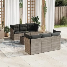 Garden sofa set 7 pieces with light gray PE rattan cushions by , Garden sets - Ref: Foro24-3217262, Price: 493,37 €, Discount: %