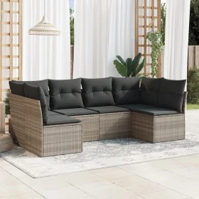 Gartensofagarnitur 6-teilig mit grauen Polstern aus synthetischem Rattan von , Gartensets - Ref: Foro24-3249231, Preis: 394,5...