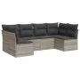 Garden sofa set 6 pieces and gray synthetic rattan cushions by , Garden sets - Ref: Foro24-3249231, Price: 394,53 €, Discount: %