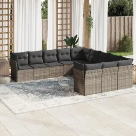 Gartensofagarnitur 11-teilig mit grauen Polstern aus synthetischem Rattan von , Gartensets - Ref: Foro24-3250251, Preis: 755,...