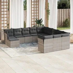 Garden sofa set 12 pieces and gray synthetic rattan cushions by , Garden sets - Ref: Foro24-3250471, Price: 859,18 €, Discoun...