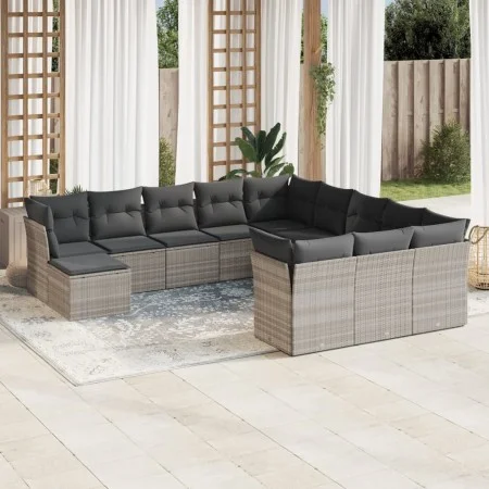 Garden sofa set 12 pieces and gray synthetic rattan cushions by , Garden sets - Ref: Foro24-3250471, Price: 859,18 €, Discoun...