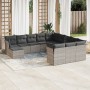 Garden sofa set 12 pieces and gray synthetic rattan cushions by , Garden sets - Ref: Foro24-3250471, Price: 857,85 €, Discoun...