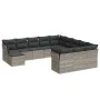 Garden sofa set 12 pieces and gray synthetic rattan cushions by , Garden sets - Ref: Foro24-3250471, Price: 859,18 €, Discoun...