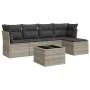 Garden sofa set 6 pieces and gray synthetic rattan cushions by , Garden sets - Ref: Foro24-3249411, Price: 390,64 €, Discount: %