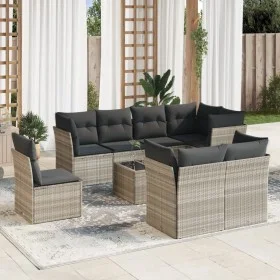 Garden furniture set 9 pieces and light gray synthetic rattan cushions by , Garden sets - Ref: Foro24-3249781, Price: 667,80 ...