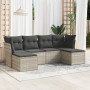 Garden sofa set 6 pieces and gray synthetic rattan cushions by , Garden sets - Ref: Foro24-3249851, Price: 386,95 €, Discount: %