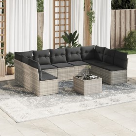 Gartensofa-Set, 10-teilig, mit Kissen, aus hellem grauen Kunststoff-Rattan. von , Gartensets - Ref: Foro24-3249921, Preis: 64...