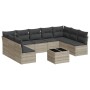 Gartensofa-Set, 10-teilig, mit Kissen, aus hellem grauen Kunststoff-Rattan. von , Gartensets - Ref: Foro24-3249921, Preis: 64...