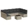 Set of 10-piece garden sofas with light gray synthetic rattan cushions by , Garden sets - Ref: Foro24-3249921, Price: 635,58 ...