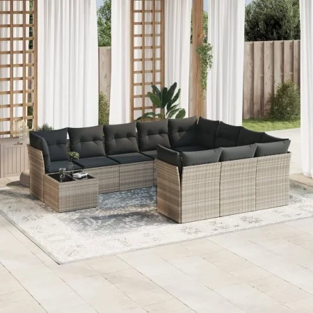 Garden sofa set 11 pieces and gray synthetic rattan cushions by , Garden sets - Ref: Foro24-3250101, Price: 760,04 €, Discoun...