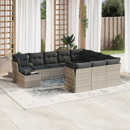 Gartensofagarnitur 11-teilig mit grauen Polstern aus synthetischem Rattan von , Gartensets - Ref: Foro24-3250101, Preis: 748,...