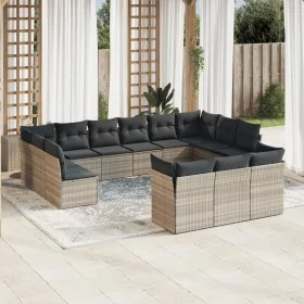 Set of garden sofas with 13 pieces of gray synthetic rattan cushions by , Garden sets - Ref: Foro24-3250291, Price: 896,30 €,...