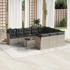 Garden sofa set 11 pieces and gray synthetic rattan cushions by , Garden sets - Ref: Foro24-3250071, Price: 760,04 €, Discoun...
