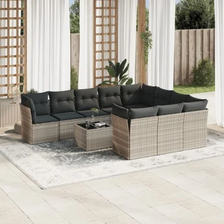 Gartensofagarnitur 11-teilig mit grauen Polstern aus synthetischem Rattan von , Gartensets - Ref: Foro24-3250071, Preis: 760,...