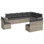 Set of 10-piece garden sofas with light gray synthetic rattan cushions by , Modular outdoor sofas - Ref: Foro24-3251449, Pric...