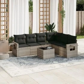 Garden sofa set 7 pieces with light gray PE rattan cushions by , Garden sets - Ref: Foro24-3252559, Price: 469,30 €, Discount: %