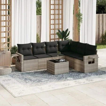 Garden sofa set 7 pieces with light gray PE rattan cushions by , Garden sets - Ref: Foro24-3252559, Price: 469,30 €, Discount: %