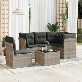Gartensofagarnitur 6-teilig mit grauen Polstern aus synthetischem Rattan von , Gartensets - Ref: Foro24-3249491, Preis: 424,2...
