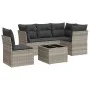 Garden sofa set 6 pieces and gray synthetic rattan cushions by , Garden sets - Ref: Foro24-3249491, Price: 424,20 €, Discount: %