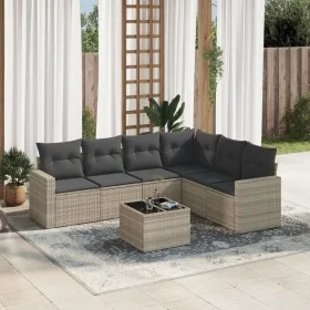 Garden sofa set 7 pieces with light gray PE rattan cushions by , Modular outdoor sofas - Ref: Foro24-3251359, Price: 471,09 €...