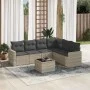 Garden sofa set 7 pieces with light gray PE rattan cushions by , Modular outdoor sofas - Ref: Foro24-3251359, Price: 471,09 €...