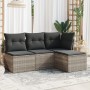 Set de sofás de jardín 4 pzas y cojines ratán sintético gris de , Conjuntos de jardín - Ref: Foro24-3249341, Precio: 255,60 €...