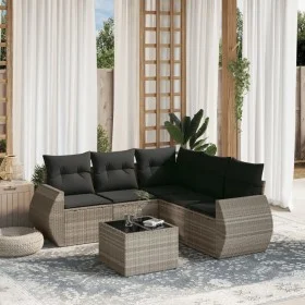 Gartensofagarnitur 6-teilig mit grauen Polstern aus synthetischem Rattan von , Gartensets - Ref: Foro24-3253699, Preis: 439,6...