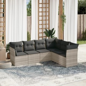 Garden sofa set 6 pieces and gray synthetic rattan cushions by , Garden sets - Ref: Foro24-3249521, Price: 431,18 €, Discount: %