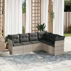 Gartensofagarnitur 6-teilig mit grauen Polstern aus synthetischem Rattan von , Gartensets - Ref: Foro24-3249521, Preis: 448,2...