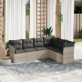 Garden sofa set 6 pieces and gray synthetic rattan cushions by , Garden sets - Ref: Foro24-3249521, Price: 431,18 €, Discount: %