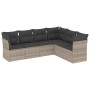 Garden sofa set 6 pieces and gray synthetic rattan cushions by , Garden sets - Ref: Foro24-3249521, Price: 431,18 €, Discount: %