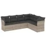 Gartensofagarnitur 6-teilig mit grauen Polstern aus synthetischem Rattan von , Gartensets - Ref: Foro24-3249521, Preis: 448,2...