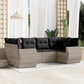 Garden sofa set 6 pieces and gray synthetic rattan cushions by , Garden sets - Ref: Foro24-3254119, Price: 472,64 €, Discount: %
