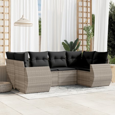 Gartensofagarnitur 6-teilig mit grauen Polstern aus synthetischem Rattan von , Gartensets - Ref: Foro24-3254119, Preis: 462,9...