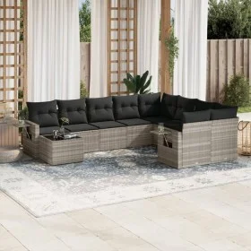 Set of 10-piece garden sofas with light gray synthetic rattan cushions by , Garden sets - Ref: Foro24-3252999, Price: 668,83 ...