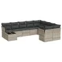 Set of 10-piece garden sofas with light gray synthetic rattan cushions by , Garden sets - Ref: Foro24-3250031, Price: 699,68 ...