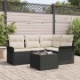 Conjunto de sofá de jardín con cojín 5 pcs Negro Poliratán