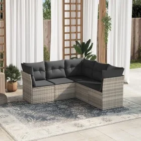 Set de sofás jardín y cojines 5 pzas ratán sintético gris claro de , Conjuntos de jardín - Ref: Foro24-3217622, Precio: 367,0...
